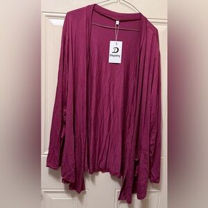 Daystry Burgundy Open Cardigan with Pockets Size 2XL